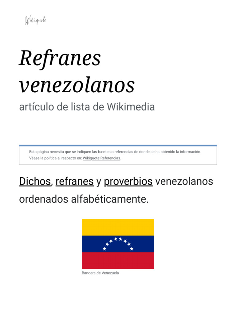 Refranes Venezolanos Wikiquote Pdf