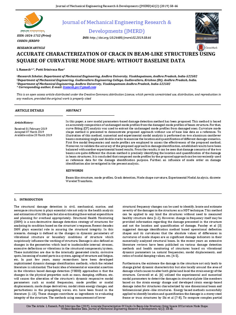 Accurate Characterization of Crack in Beam-Like ST | PDF | Beam ...