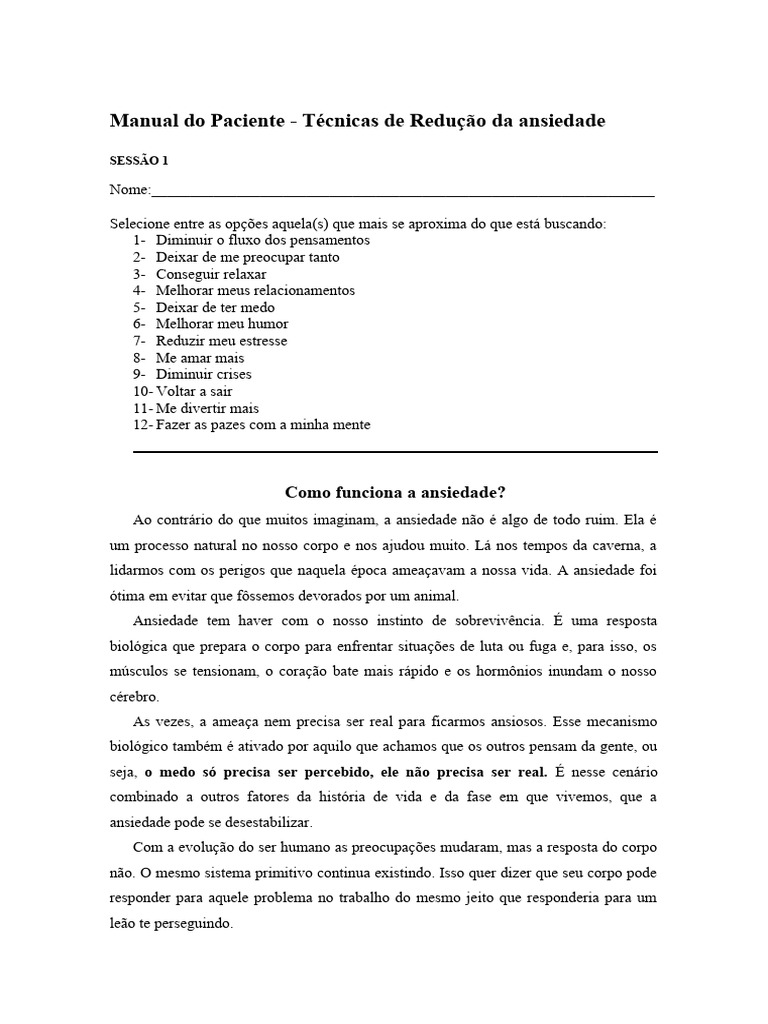 Técnicas de Respiração para Ansiedade | PDF | Pensamento | Ansiedade