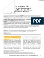 How Elementary In-School Play Opportunities Relate To Academic Achievement and Social-Emotional Well-Being - Systematic Review