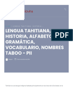 Lengua Tahitiana, Historia, Alfabeto, Gramática, Vocabulario, Nombres Taboo - Pii - Viatges Rovira