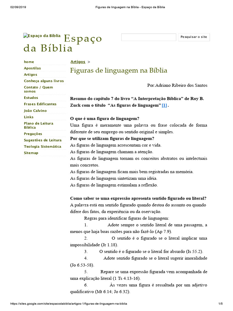 Figuras de linguagem na Bíblia Espaço da Bíblia (1) PDF Bíblia Palavra