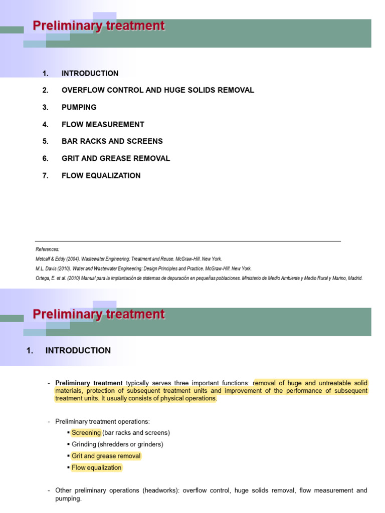 Preliminary Treatment | PDF | Sewage Treatment | Civil Engineering