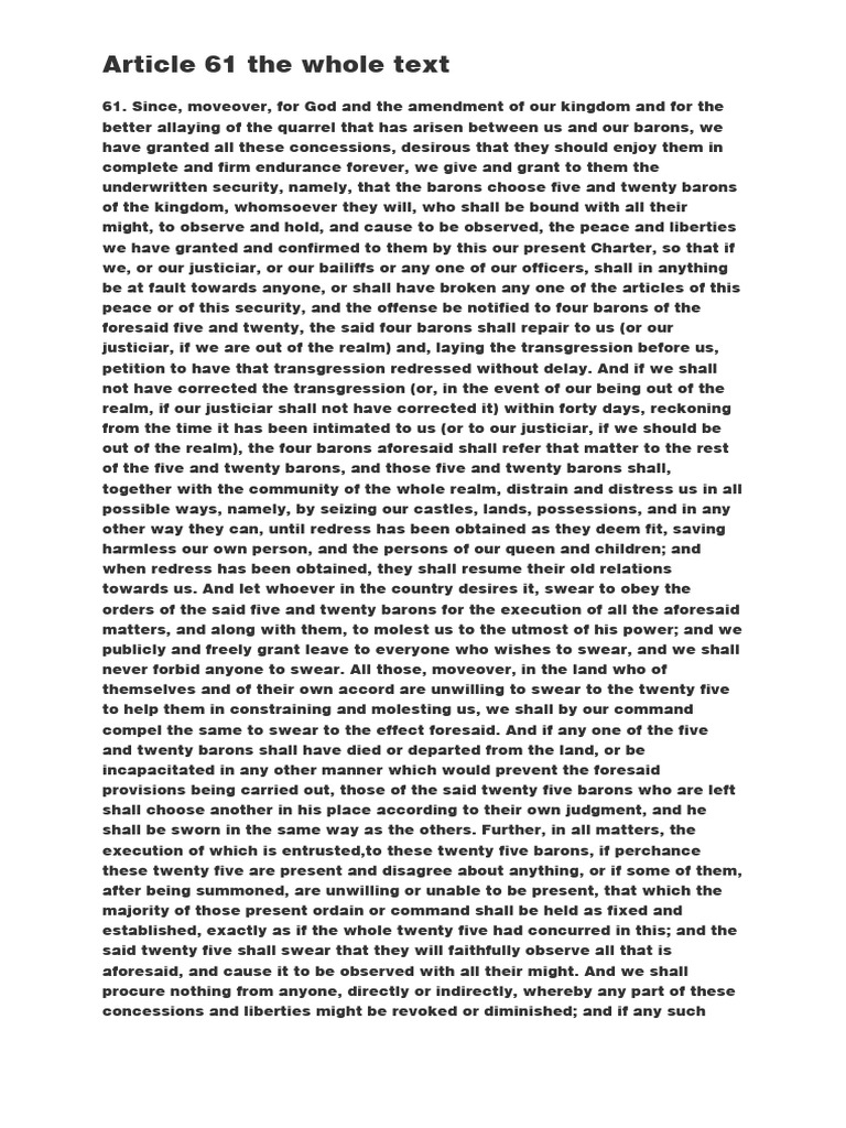 Article 61 Common Law