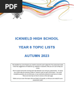 Year 8 Autumn Topic Lists 23