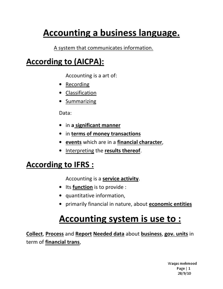 Introduction to Accounting as Business Language | PDF | Accounting ...