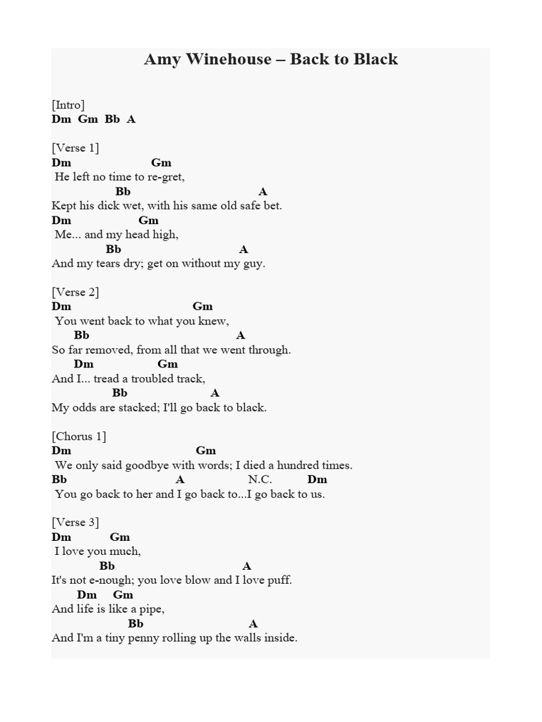 Amy winehouse back to black pdf