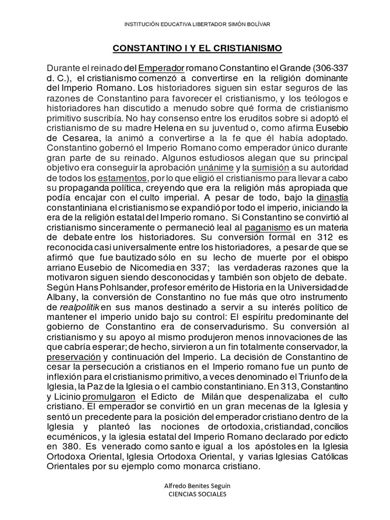 Constantino I y el auge del cristianismo | PDF | Constantino el grande ...