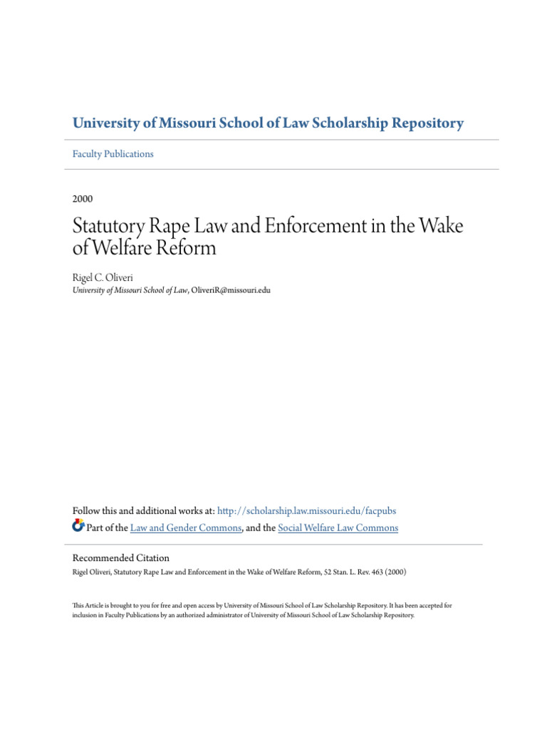 Statutory Rape Law and Enforcement in The Wake of Welfare Reform PDF