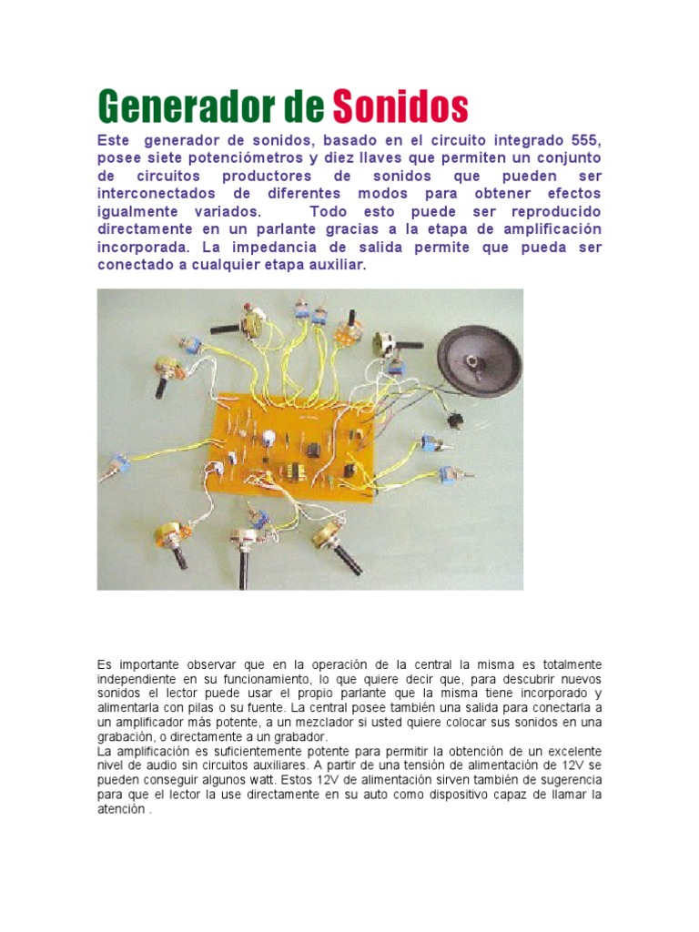 Generador De Sonidos Con 555 Sonido Transistor generador de sonidos con 555 sonido