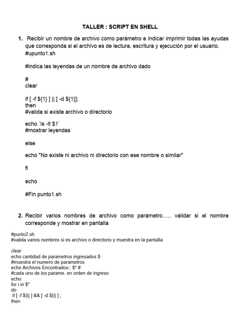 Taller Shell | PDF | Archivo de computadora | Interfaz de línea de comando