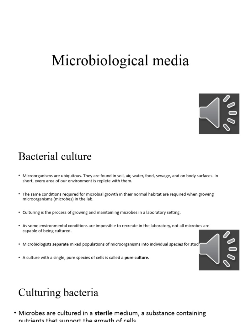 Microbiological Media Prelecture 3 PDF Growth Medium Microbiology