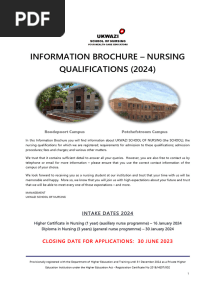 Ukwazi Information Brochure - Nursing Qualifications 2024