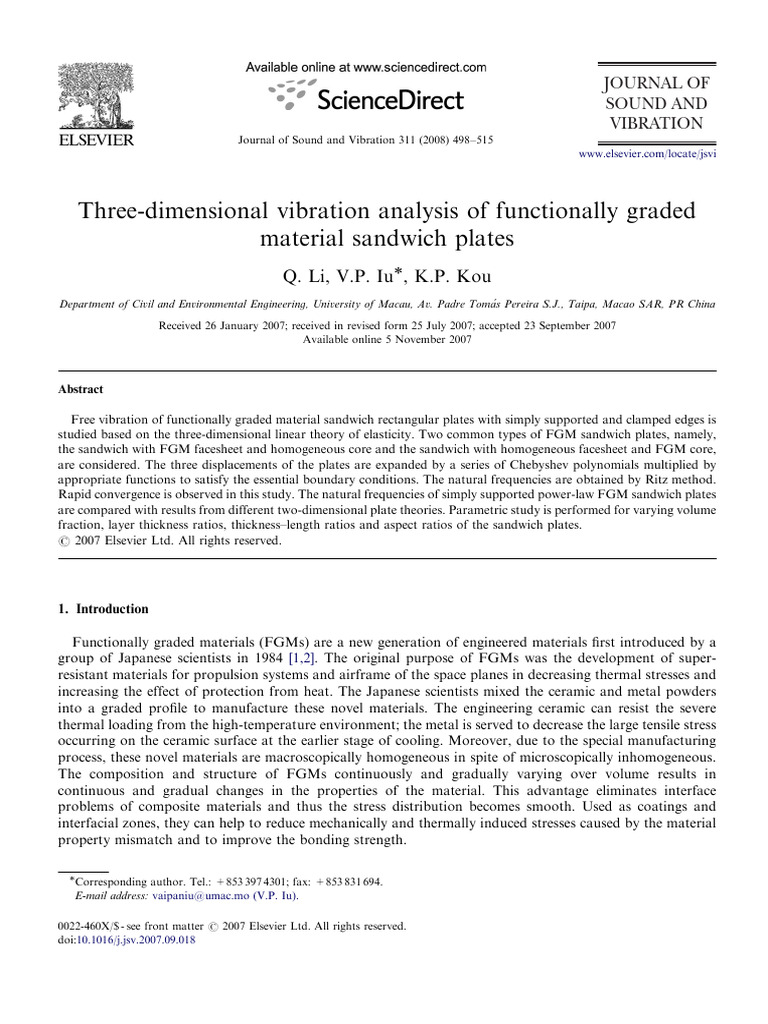111three-Dimensional Vibration Analysis of Functionally Graded Material ...