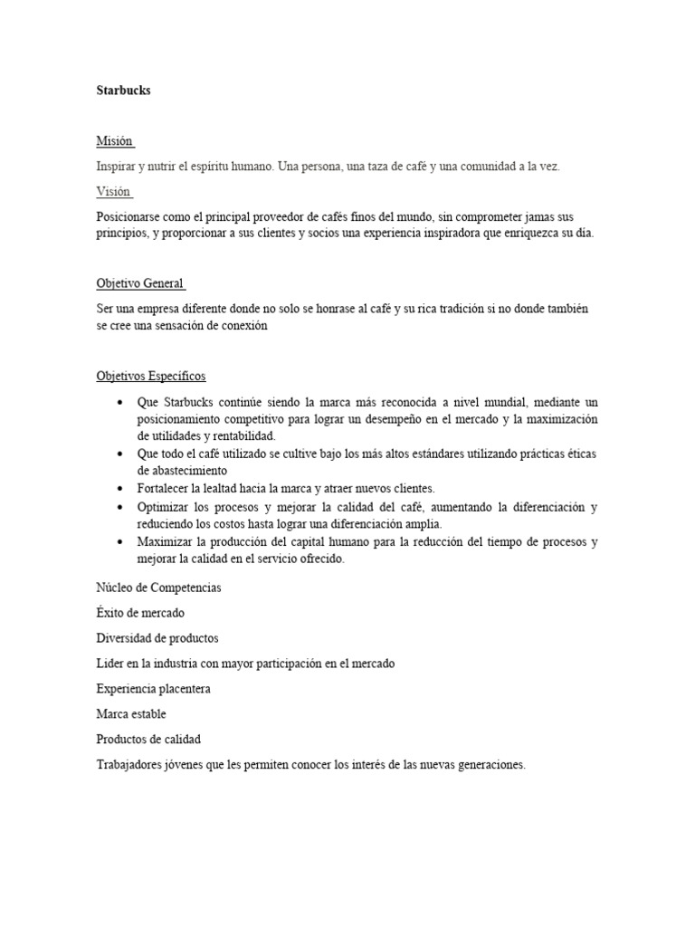 Starbucks plan estrategico pdf caf starbucks