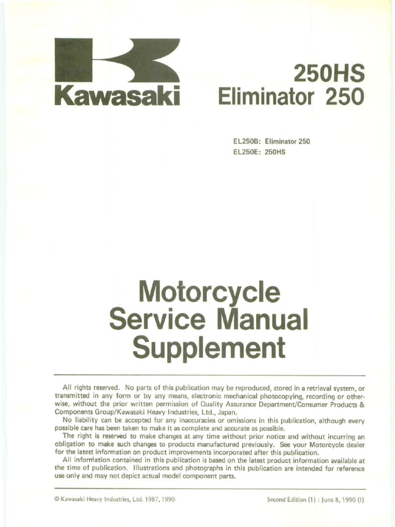 Kawasaki EL 250 Eliminator - 87 A - 97 - Service Manual