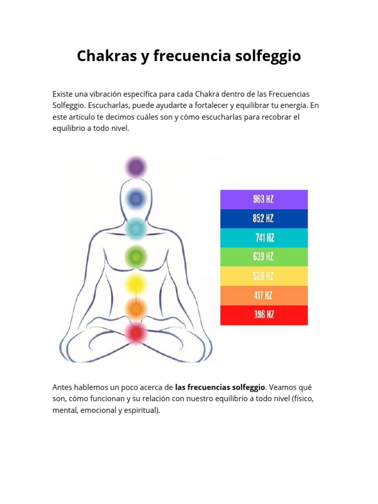 Chakras y Frecuencia Solfeggio | Descargar gratis PDF | Frecuencia | Mente