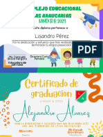 Certificado Fin de Curso Diploma Kinder Infantil Amarillo