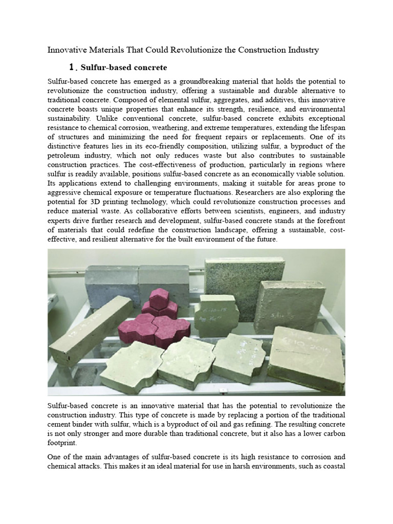 Innovative Construction Materials | PDF | Concrete | Efficient Energy Use