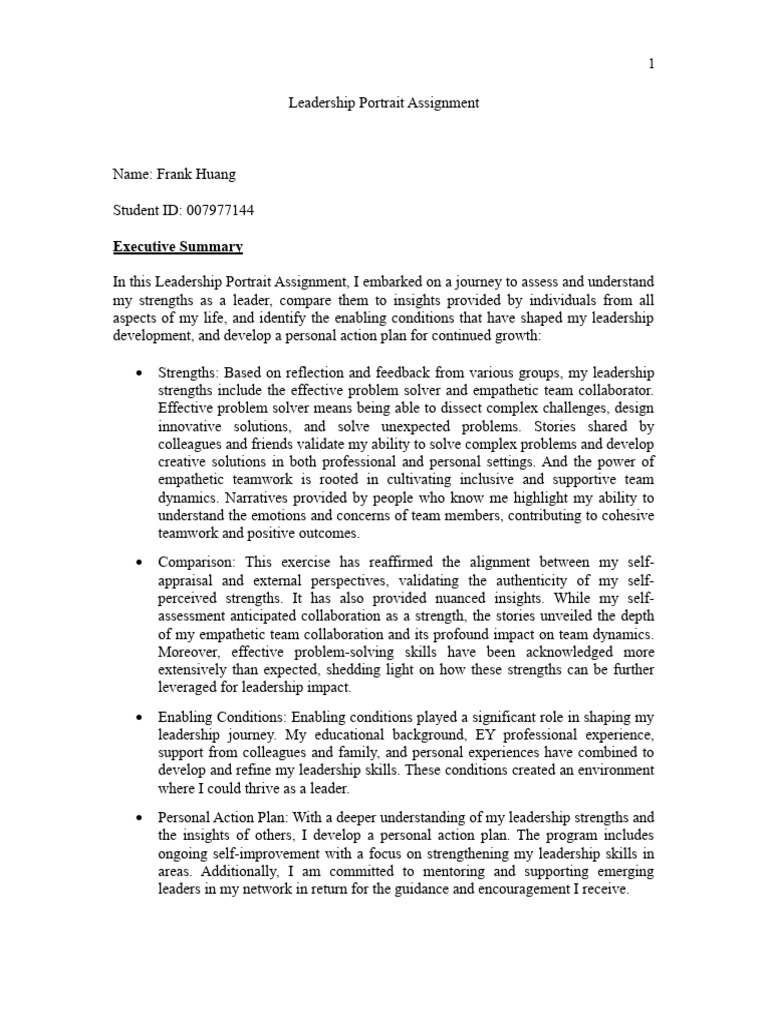 Leadership Portrait of Frank Huang | PDF | Leadership | Empathy