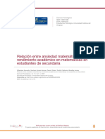 Relación Entre Ansiedad Matemática y Rendimiento Académico en Matemáticas en Estudiantes de Secundaria