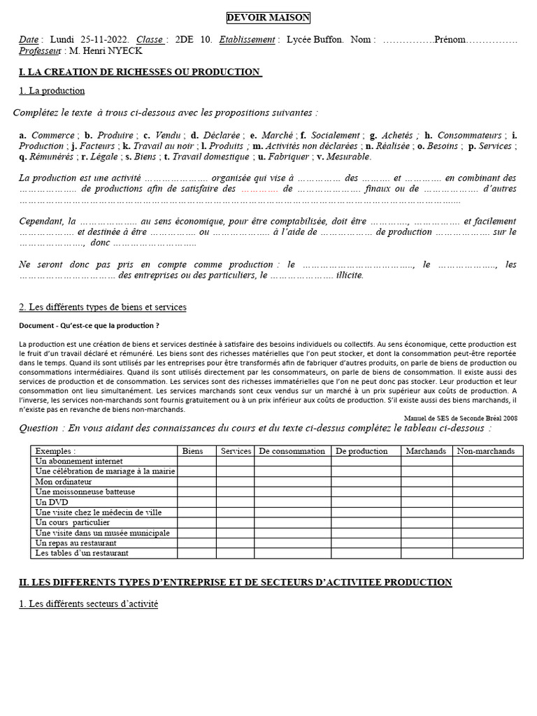 Comprendre la production et ses types | PDF | Business | Économie