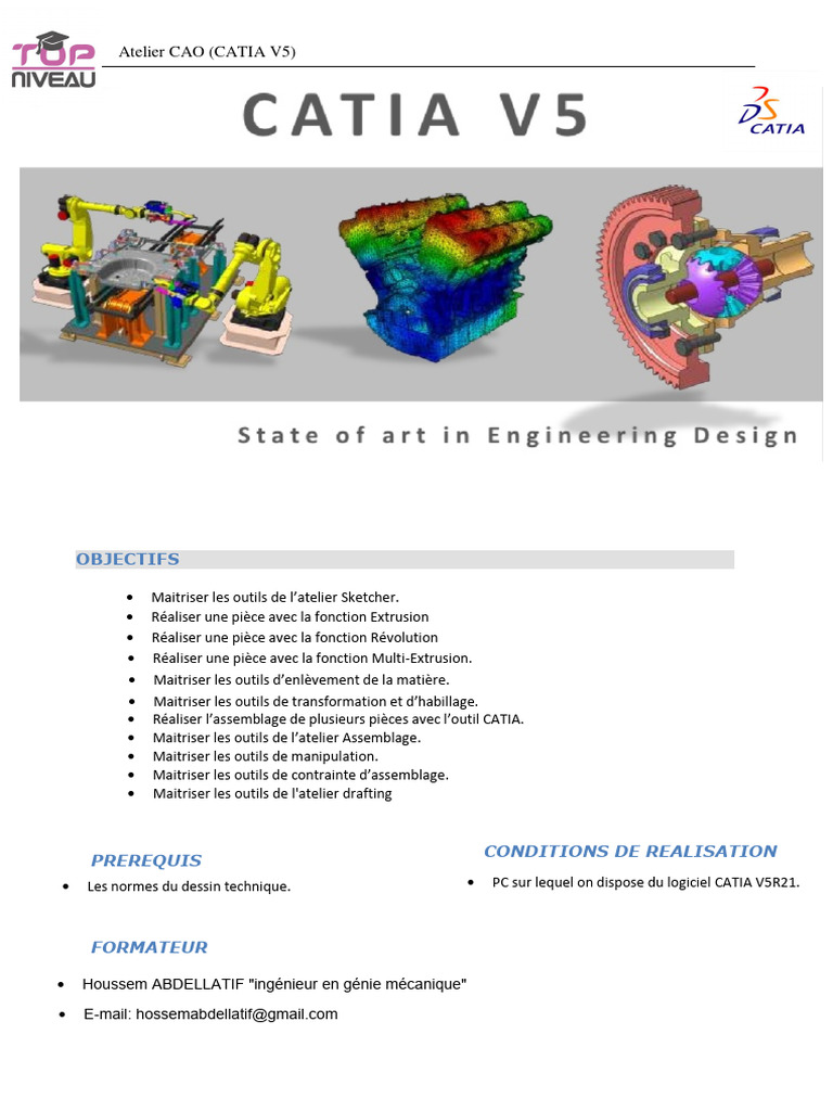 Formation CATIA V5 : Modélisation 3D | PDF | Dessin technique | Conception