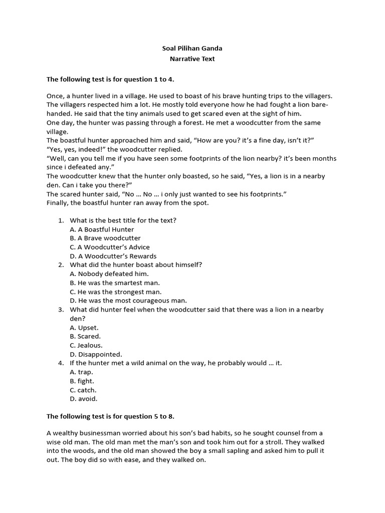Narrative text exercise grade 11 1 15 pdf