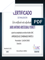 Certificado de Lincipirg - APRENDIZAJE COMBINADO 2