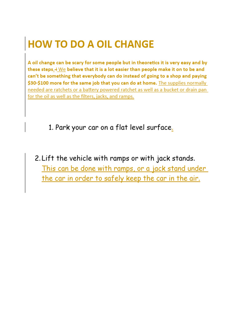 Easy Steps for DIY Oil Change Guide | PDF