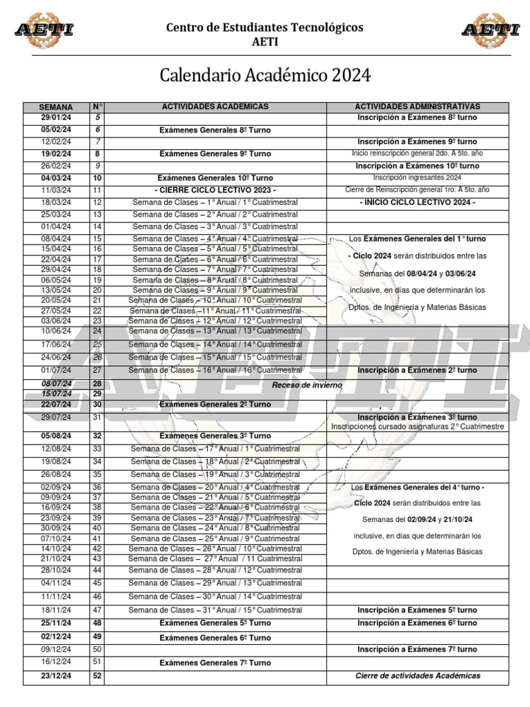 Calendario Académico 2024 | PDF | Tecnología