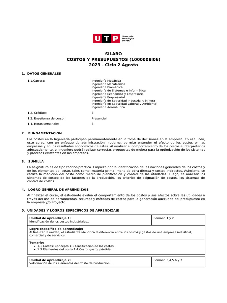 Curso de Costos y Presupuestos 2023 | PDF | Presupuesto | Business