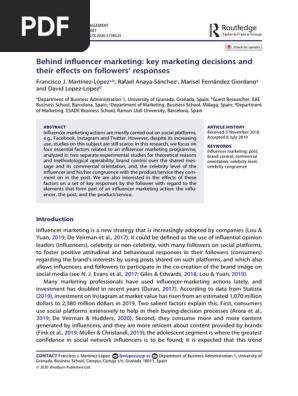 Behind influencer marketing key marketing decisions and their effects on followers' responses