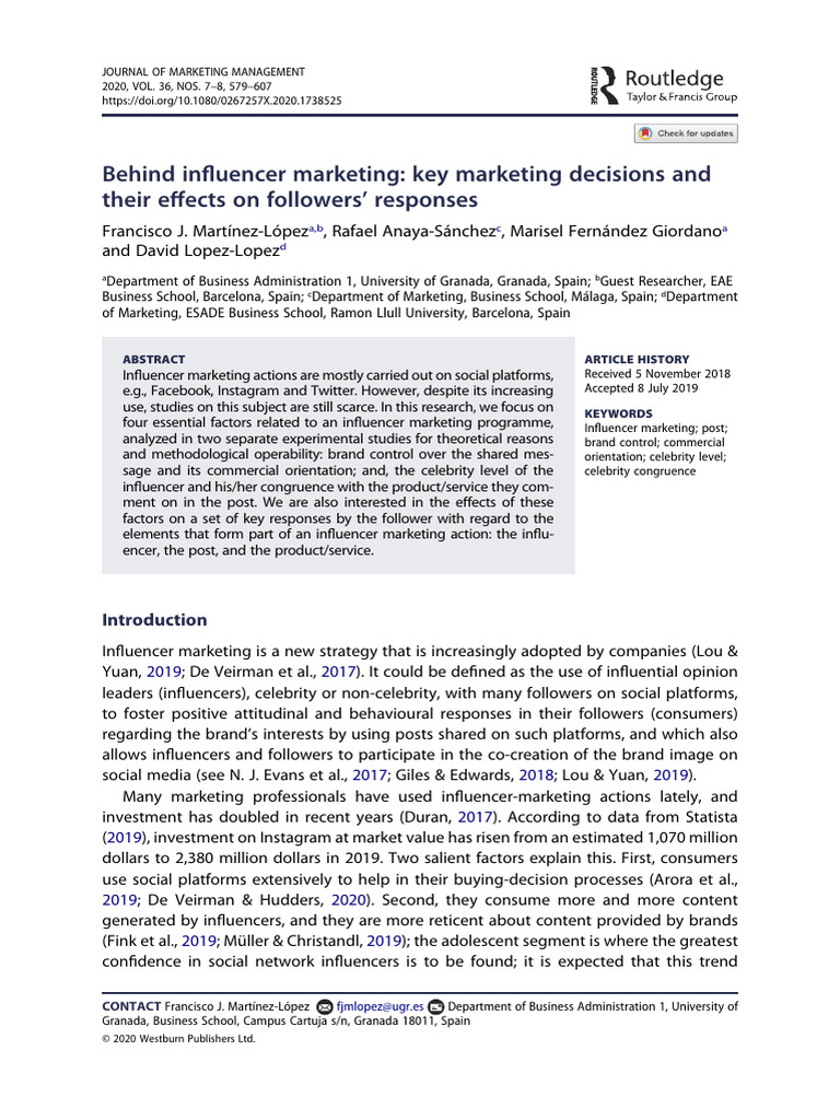 Behind Influencer Marketing Key Marketing Decisions and Their Effects ...
