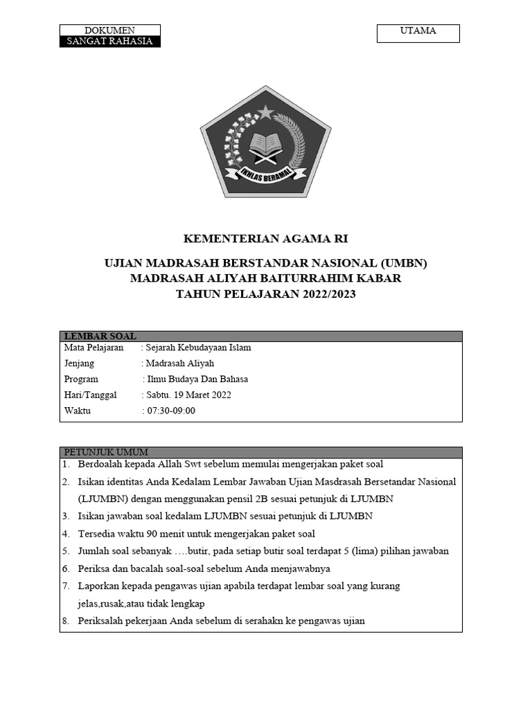 Kisi-kisi Soal Ujian Akhir Modul 2 PPG Sejarah Kebudayaan Islam dengan Kunci Jawaban