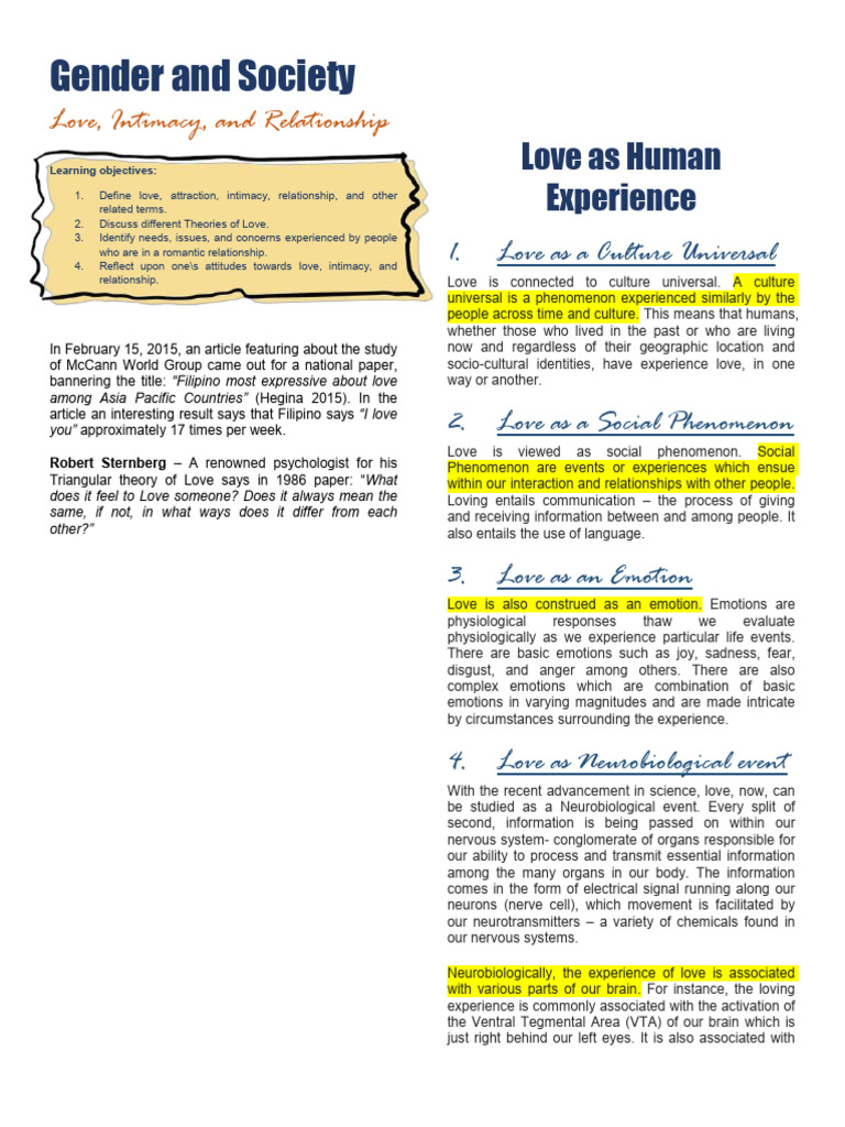 Theories and Aspects of Love | PDF | Love | Romance (Love)