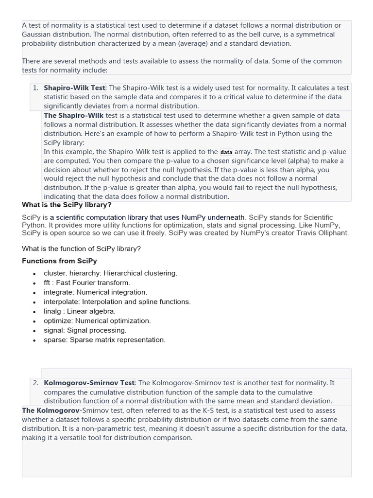 Test Of Normality Pdf Statistics Statistical Hypothesis Testing