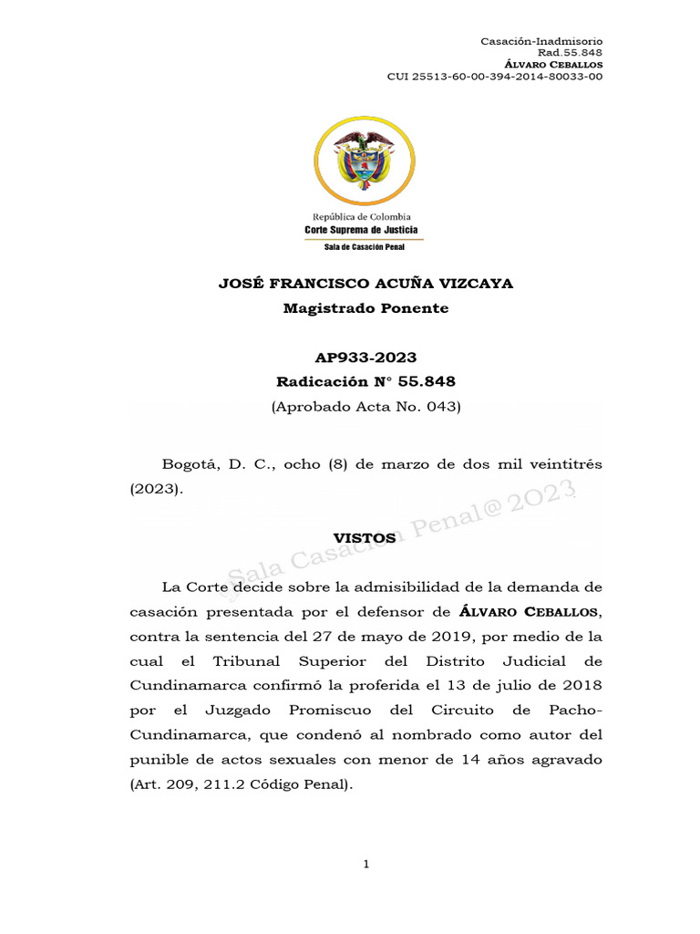AP933-2023(55848) | PDF | Testimonio | Sentencia (ley)
