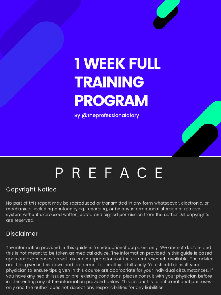 Free 1week Training Program | PDF | Physical Fitness | Physical Exercise