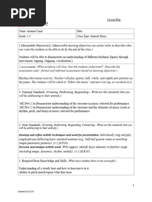 elementary lesson plan pdf
