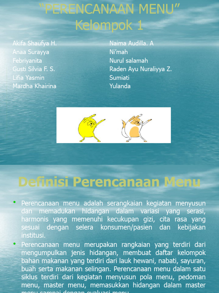 Standar Menu dalam Perencanaan Menu | PDF | Karier & Perkembangan ...