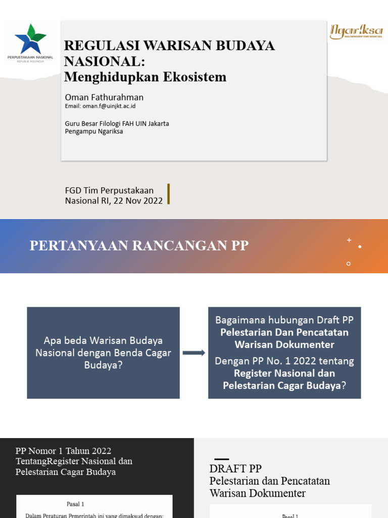 Regulasi Pelestarian Warisan Budaya | PDF