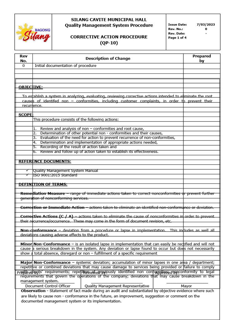 Corrective Action Procedure QP-10 | PDF | Business Process | Business