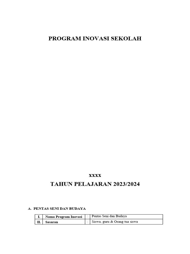 Program Inovasi Sekolah 2023/2024 | PDF | Karier & Perkembangan | Ilmu ...