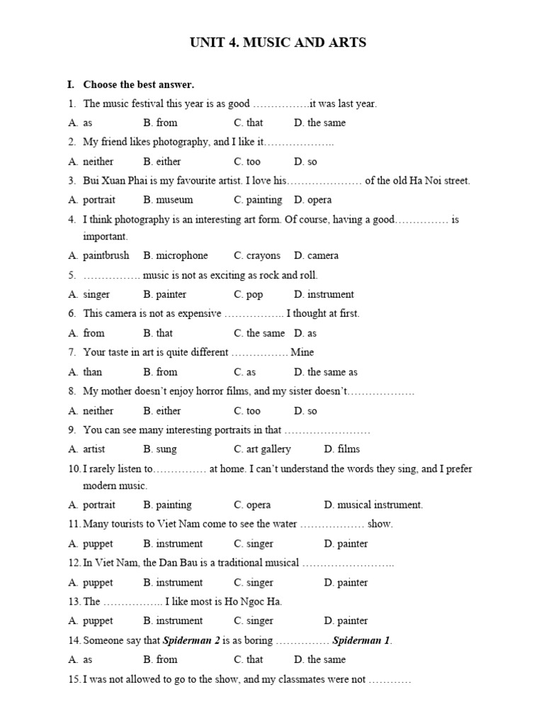 Bai tap unit 4 music and arts tieng anh 7 pdf performing arts vietnam