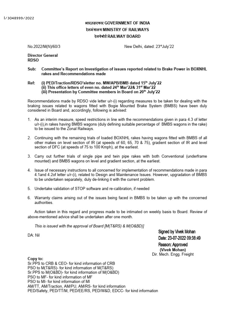 BMBS Wagon Brake Power Recommendations | PDF | Rail Transport | Land ...