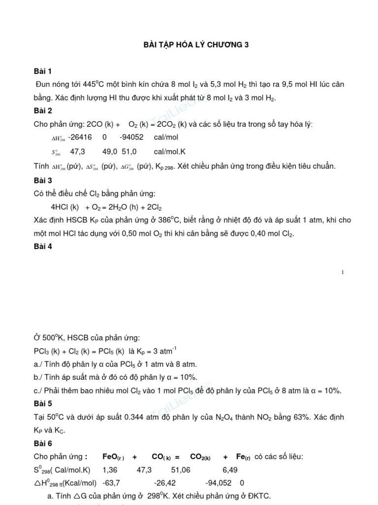 Bai TP Hoa Ly CHNG 3 | PDF