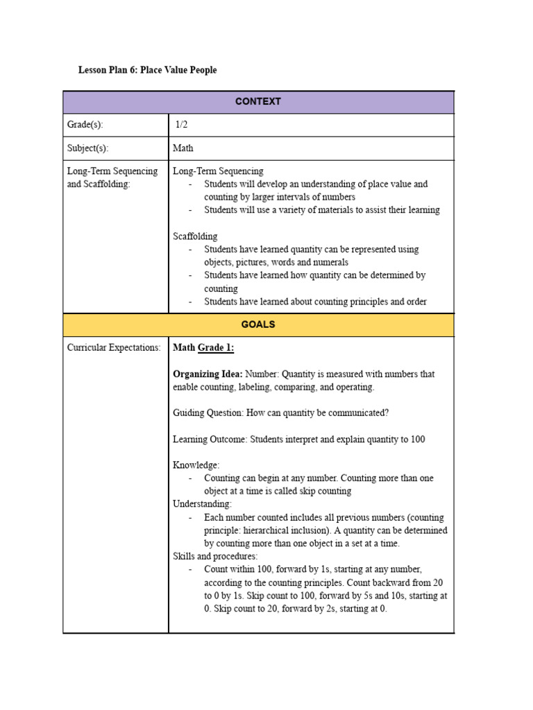 Lesson Plan 6 | PDF | Numbers | Learning