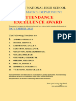 Attendance Excellence Award