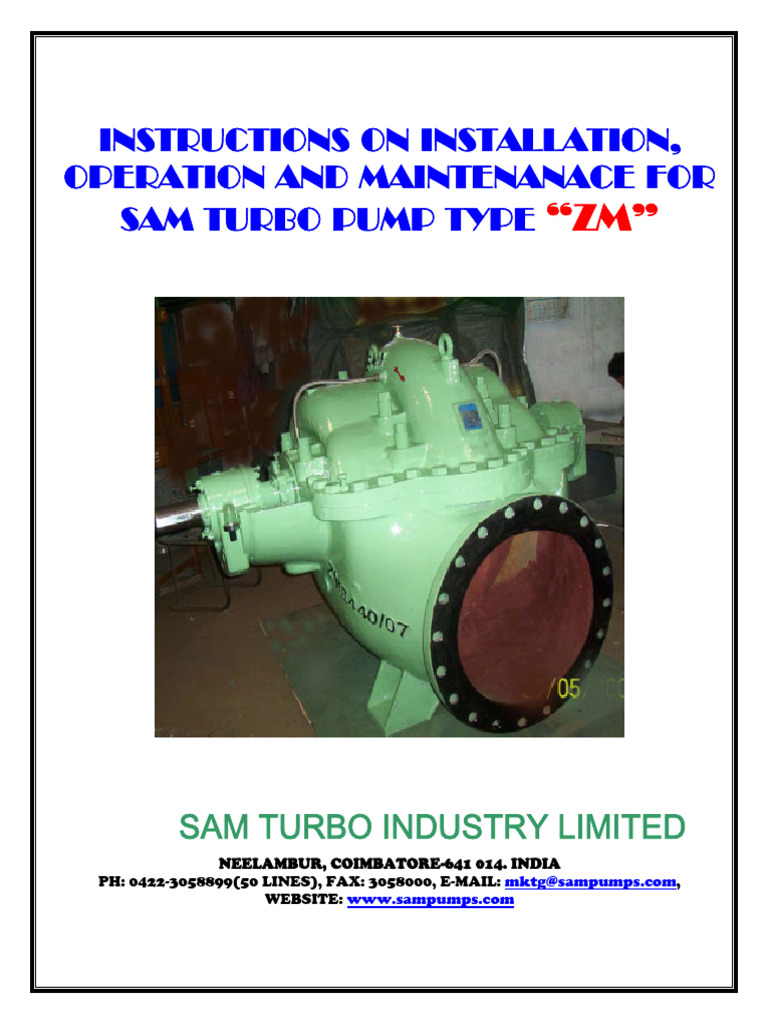 Installation Guide for ZM Turbo Pump | PDF | Pump | Bearing (Mechanical)